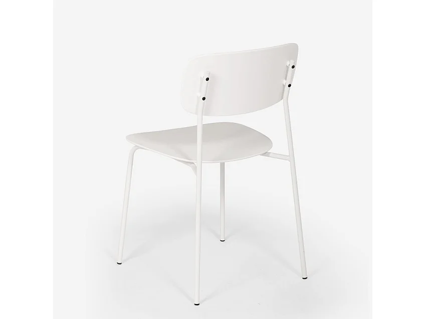 Silla de comedor de polipropileno y metal cocina diseño moderno Josy - Blanco