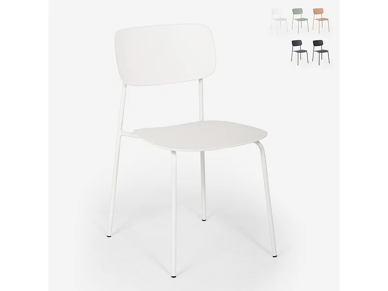 Sedia da pranzo in polipropilene e metallo cucina design moderno Josy - Bianco