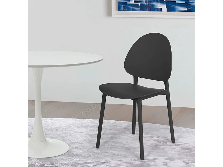 Chaise de cuisine salon et jardin moderne en polypropylène Gladys - Noir
