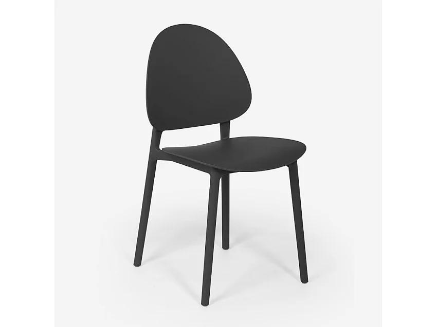 Chaise de cuisine salon et jardin moderne en polypropylène Gladys - Noir