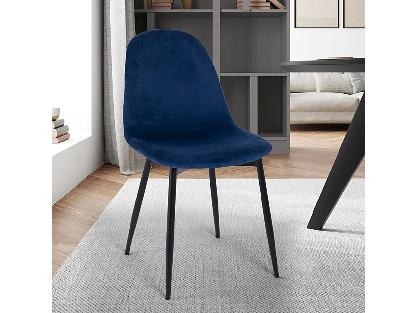 Sedia sala pranzo cucina ristorante in velluto design moderno Lozan - Blu