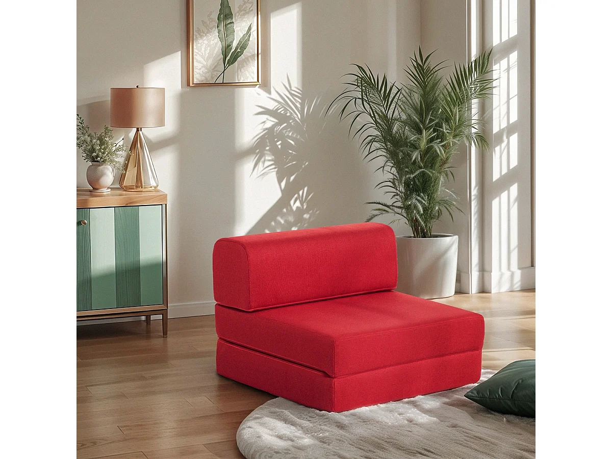Poltrona letto pieghevole salvaspazio 2in1 in tessuto Betty - Rosso