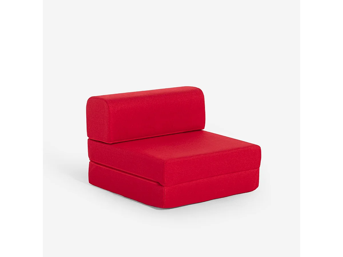 Fauteuil-lit pliable gain de place 2en1 en tissu Betty - Rouge