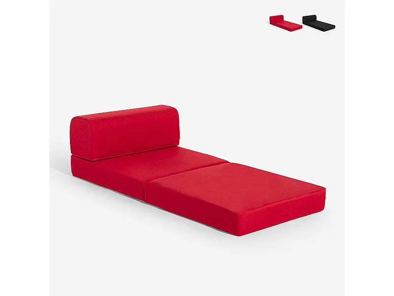 Sillón cama plegable compacto 2 en 1 de tela Betty - Rojo