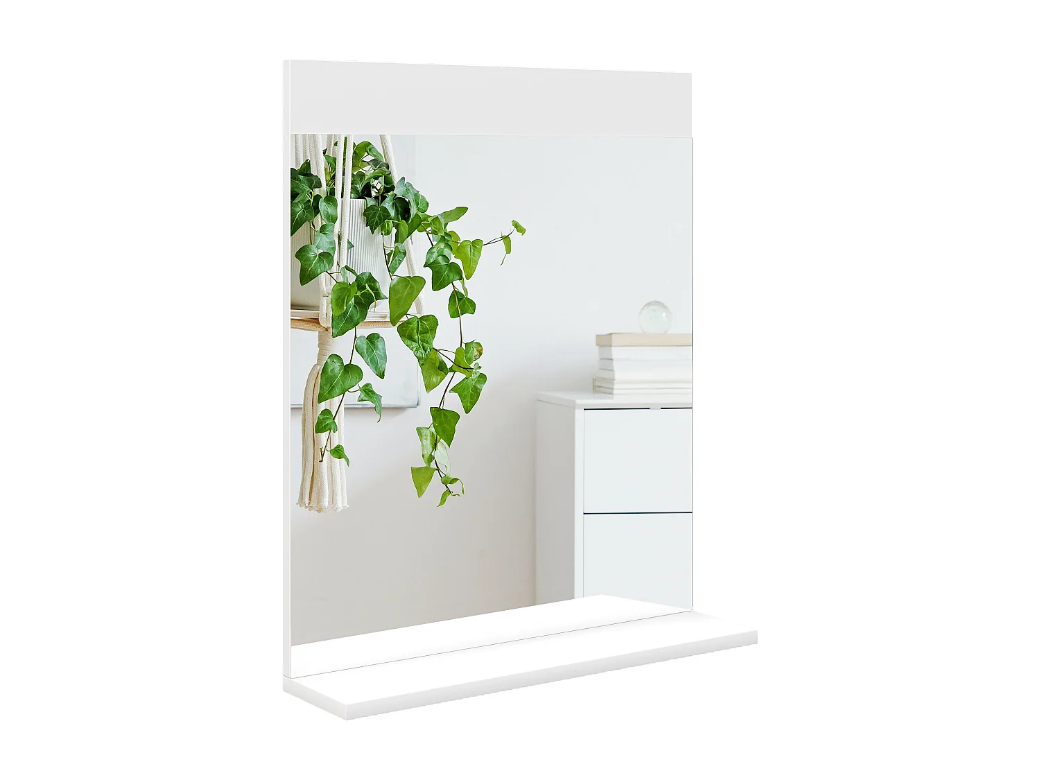 Miroir de salle de bain mural avec étagère intégrée - dim. 50 x 12 x 60 cm - blanc