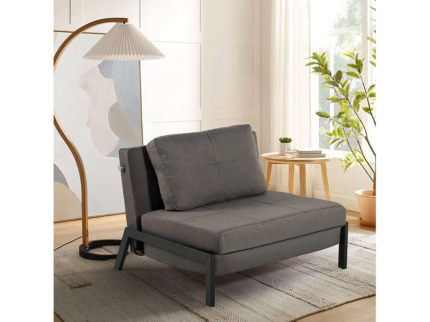 Poltrona letto in tessuto pieghevole soggiorno ufficio Selene - Grigio Scuro