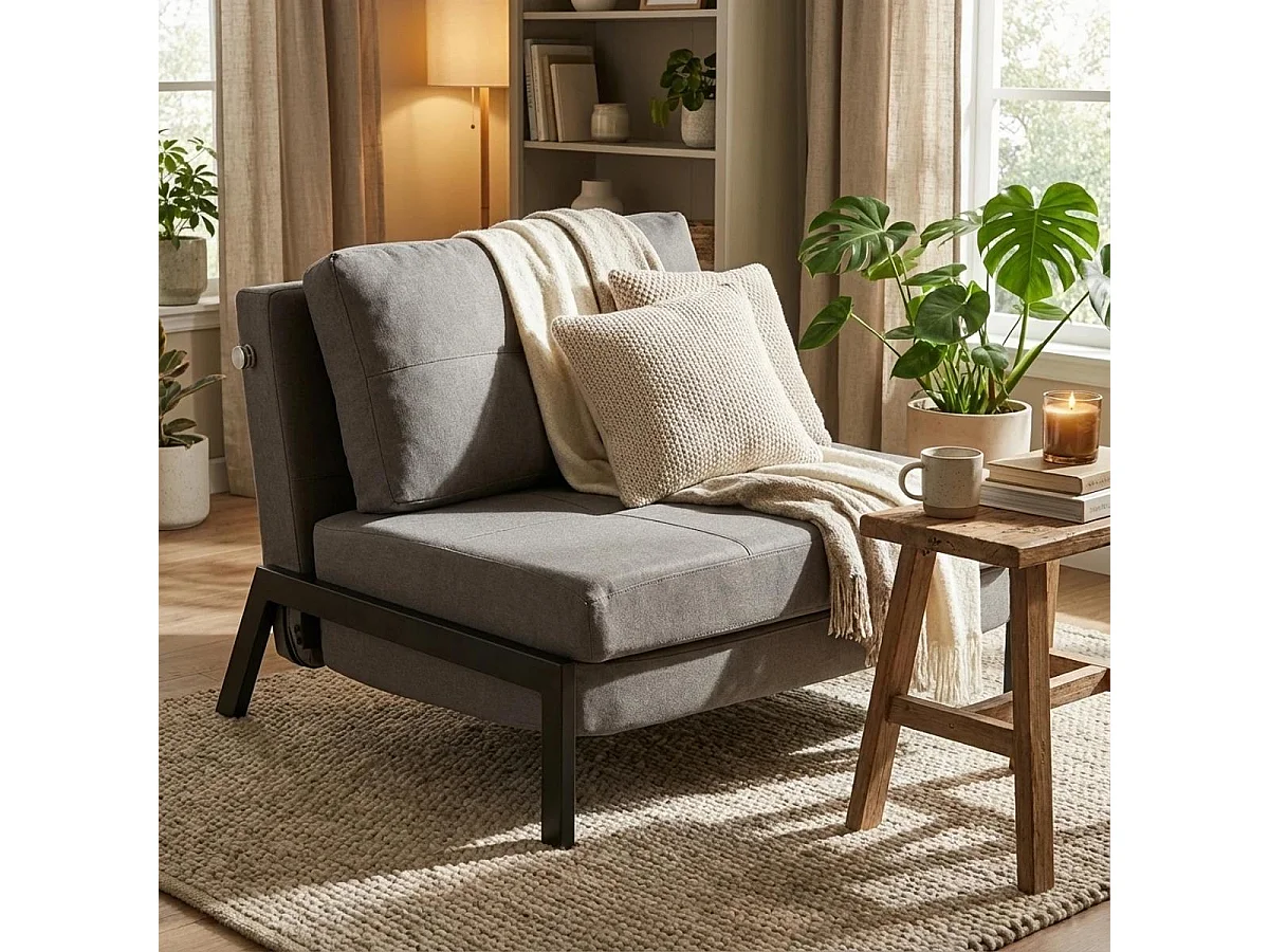 Stoff-Klappsessel Bett Wohnzimmer Büro Selene - Dunkel Grau