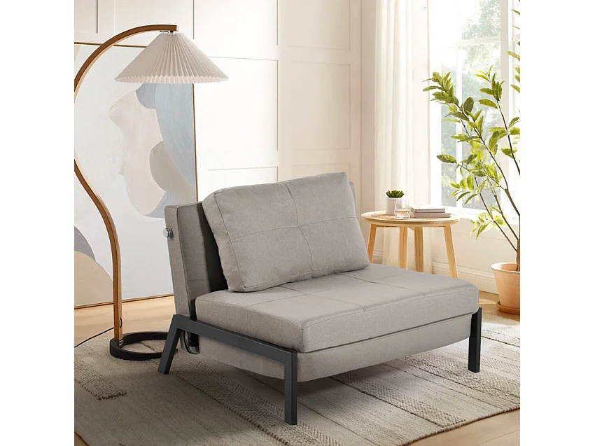 Poltrona letto in tessuto pieghevole soggiorno ufficio Selene - Grigio