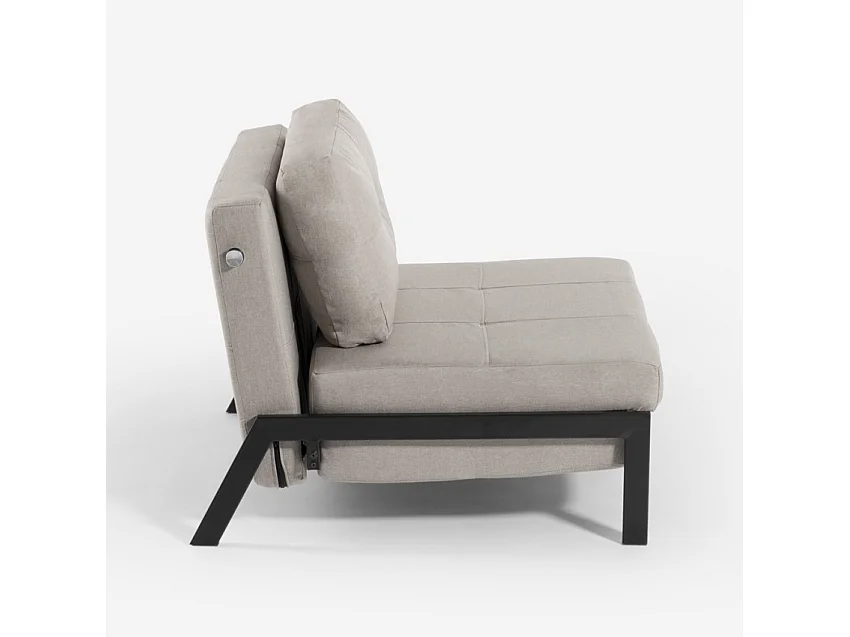 Fauteuil-lit en tissu pliable salon bureau Selene - Gris