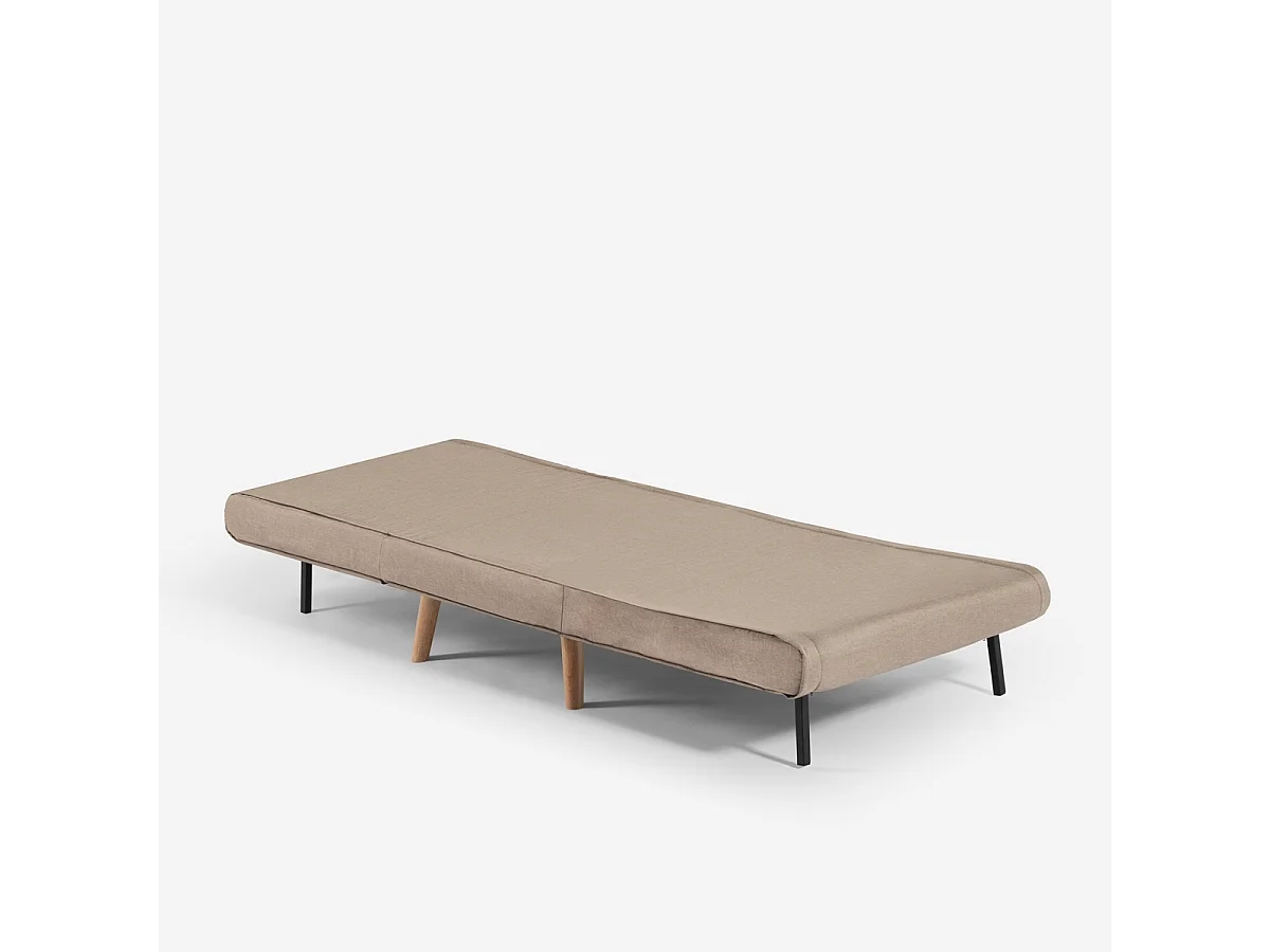 Fauteuil-lit pliant en tissu avec pieds en bois Miriam - Beige
