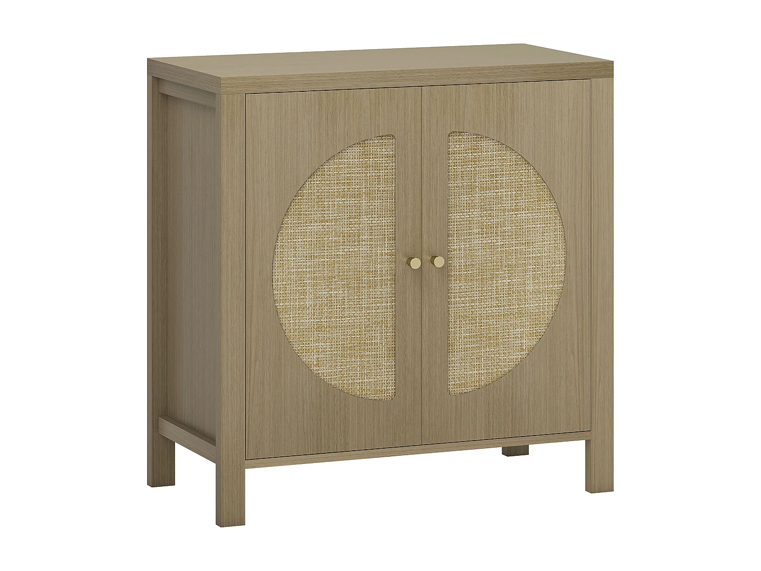 Rangement petit buffet 2 portes étagère style naturel rotin effet bois naturel taupe