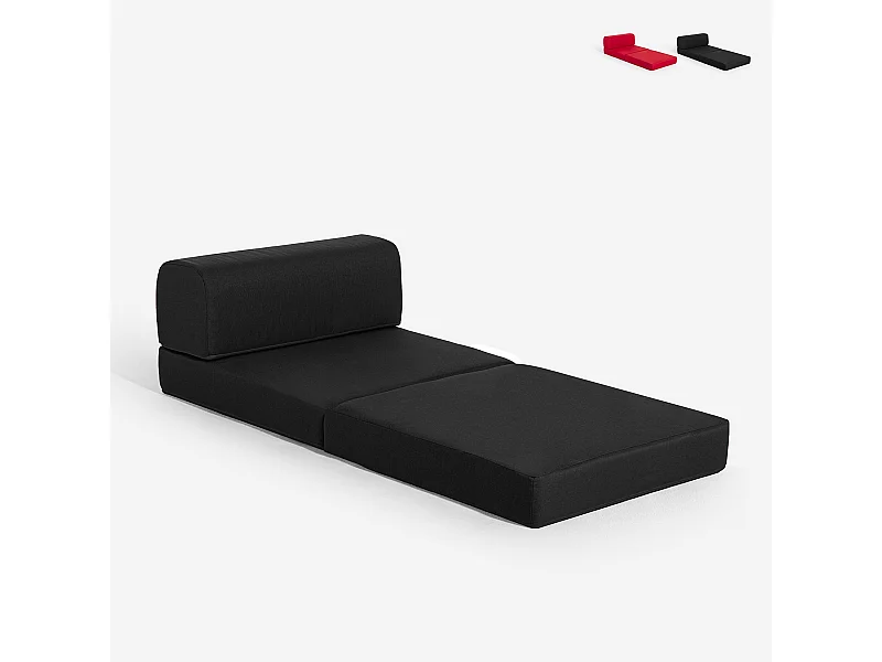 Poltrona letto pieghevole salvaspazio 2in1 in tessuto Betty - Nero