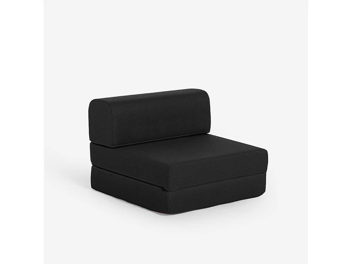 Fauteuil-lit pliable gain de place 2en1 en tissu Betty - Noir