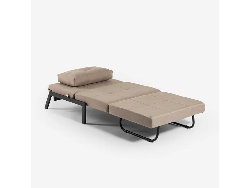 Fauteuil-lit en tissu pliable salon bureau Selene - Beige
