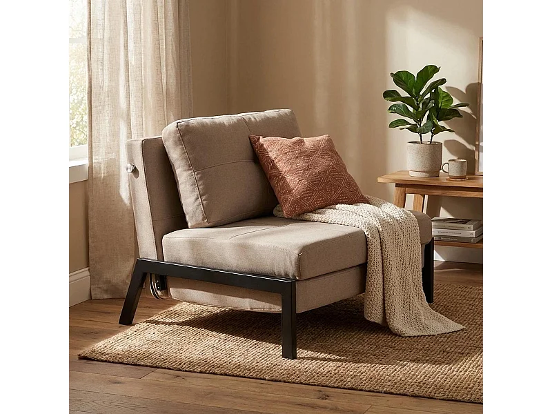 Fauteuil-lit en tissu pliable salon bureau Selene - Beige