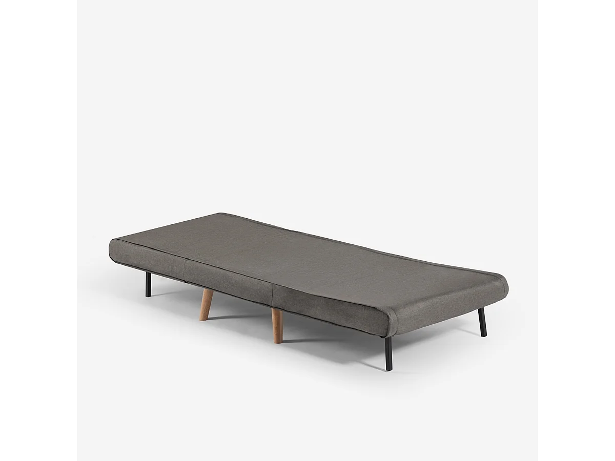 Fauteuil-lit pliant en tissu avec pieds en bois Miriam - Gris foncé