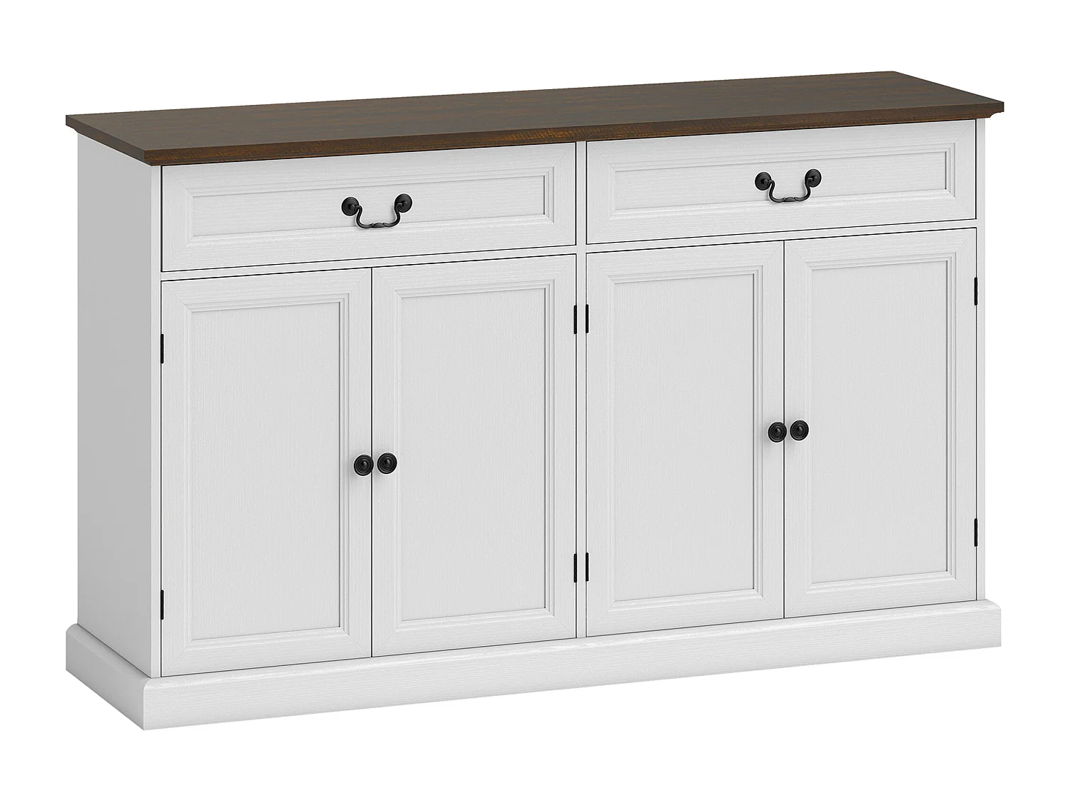 Buffet style classique chic - 4 portes, 2 étagères, 2 tiroirs - 140 x 40 x 85 cm - effet bois noyer blanc