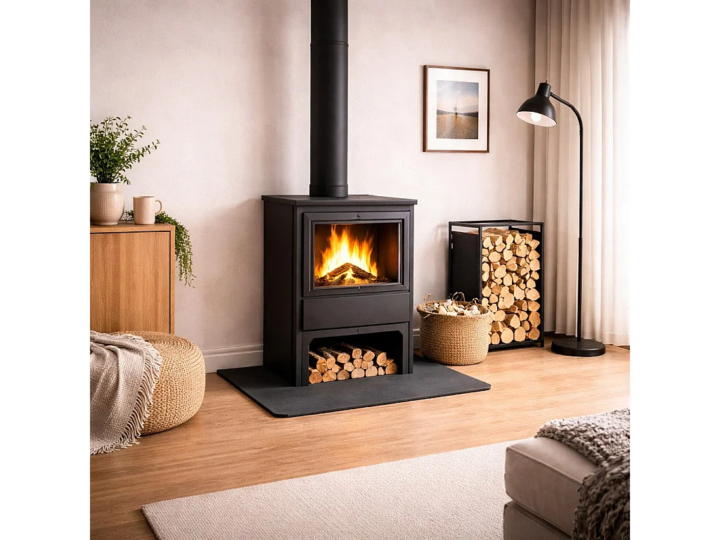 Vloerbeschermingsplatform voor hout- en pelletkachels in staal 70x60