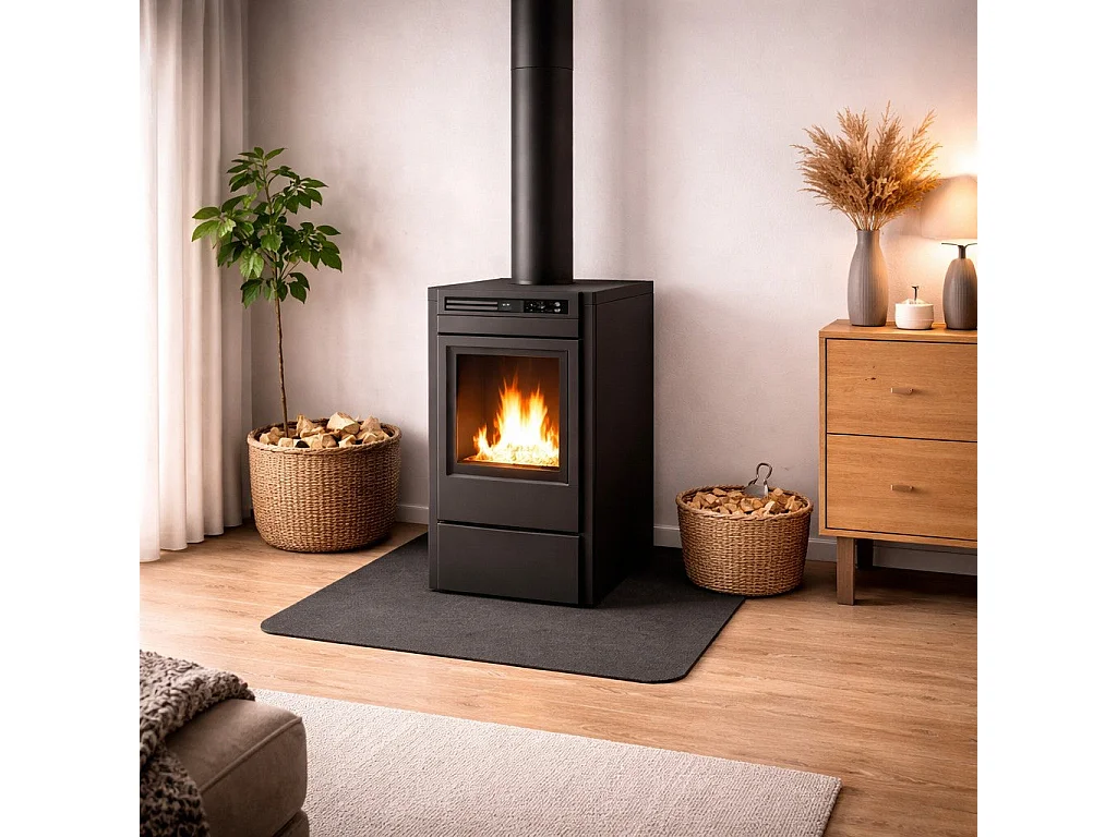 Vloerbeschermingsplatform voor hout- en pelletkachels in staal 70x60