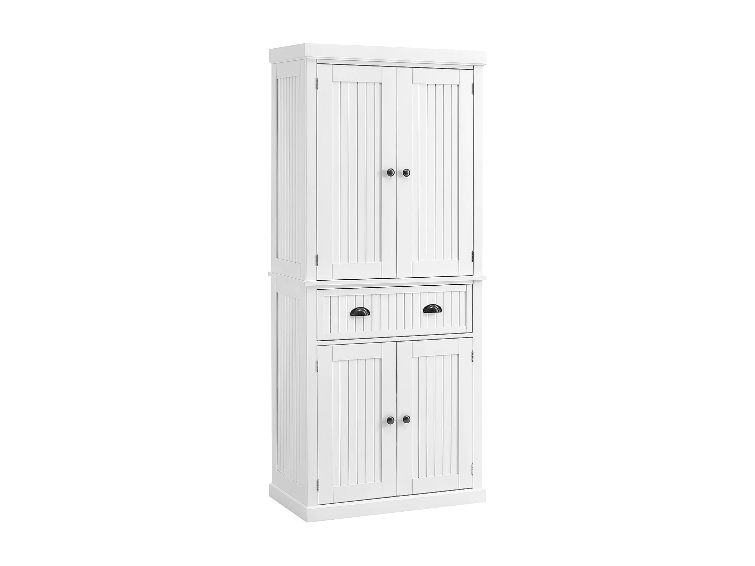 Buffet haut multi-rangement - 4 portes, grand tiroir - dim. 76L x 40l x 183H cm - blanc effet bois clair