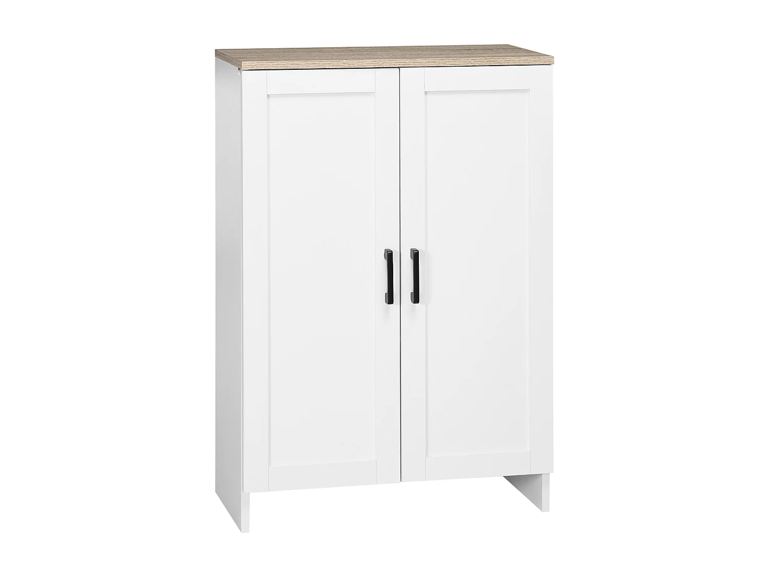 Buffet 2 portes 2 étagères bahut dim. 60 x 30 x 90 cm blanc effet bois clair