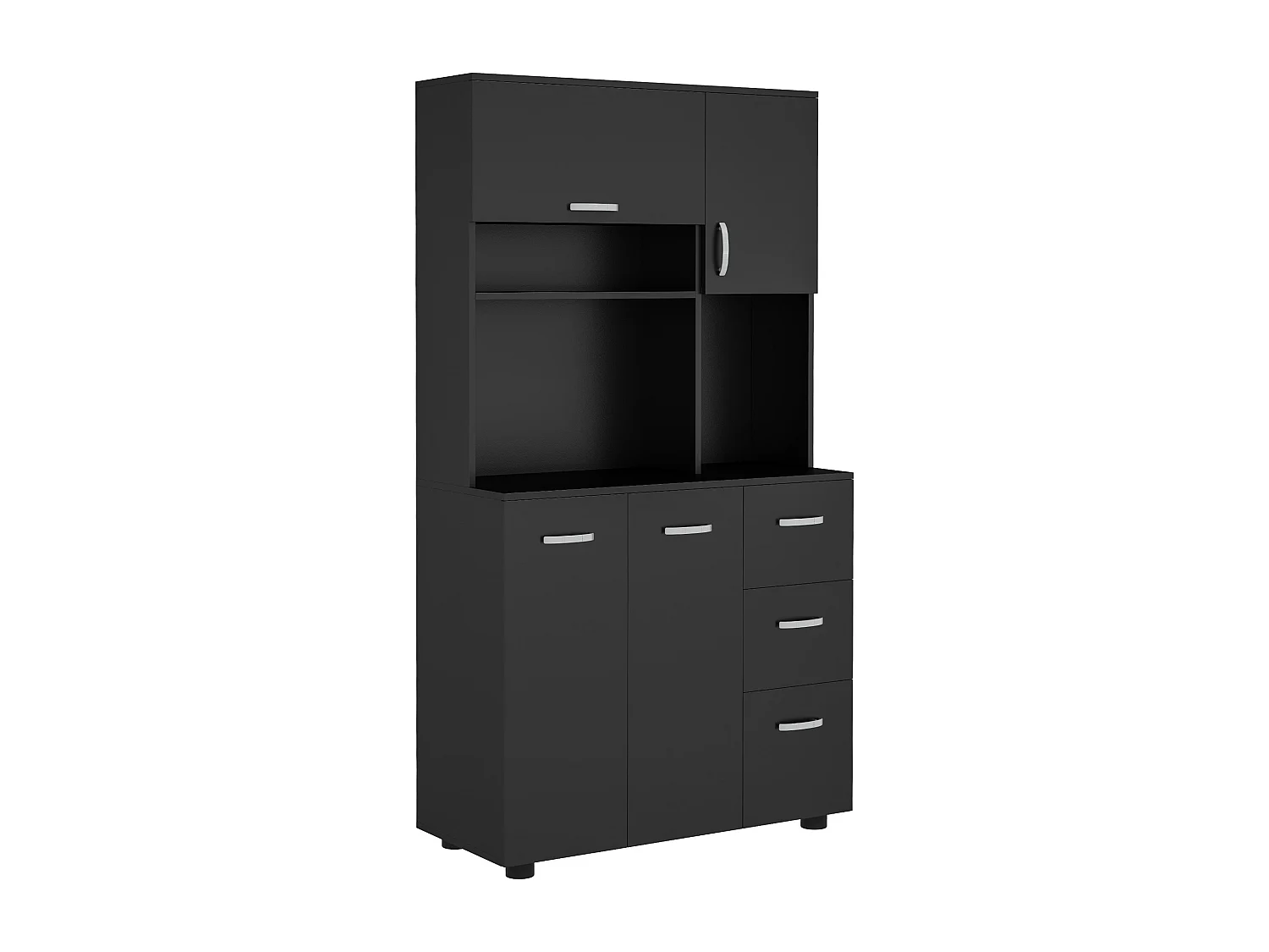 Buffet haut 4 portes 3 tiroirs 2 étagères 2 niches 89L x 39,5l x 168H cm noir