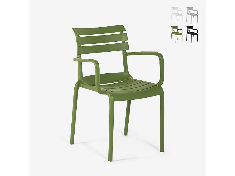 Sedia da esterno in polipropilene con braccioli per bar cucina Satin - Verde