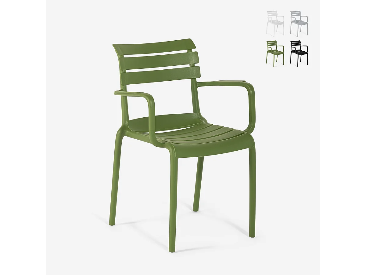 Sedia da esterno in polipropilene con braccioli per bar cucina Satin - Verde