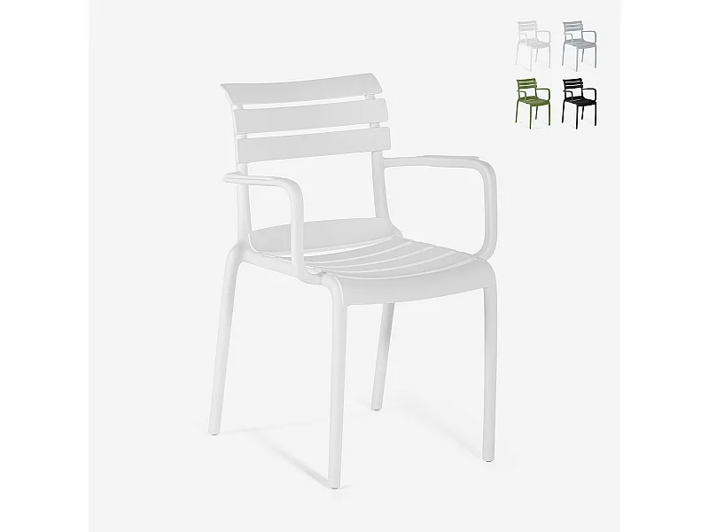 Sedia da esterno in polipropilene con braccioli per bar cucina Satin - Bianco