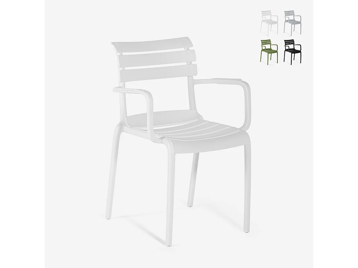 Silla de exterior de polipropileno con reposabrazos para bar cocina Satin