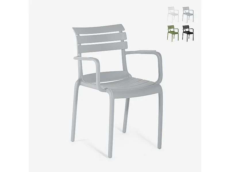 Sedia da esterno in polipropilene con braccioli per bar cucina Satin - Azzurro