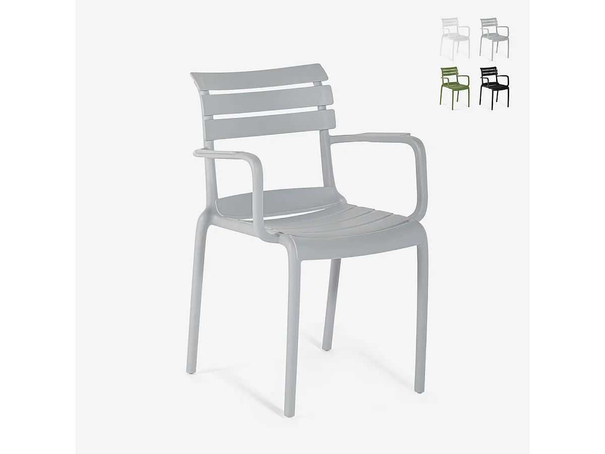 Silla de exterior de polipropileno con reposabrazos para bar cocina Satin