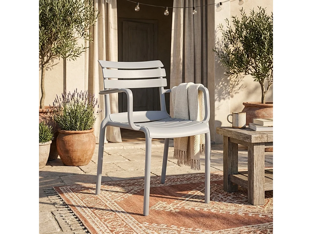 Chaise d'extérieur en polypropylène avec accoudoirs bar cuisine Satin - Turquoise