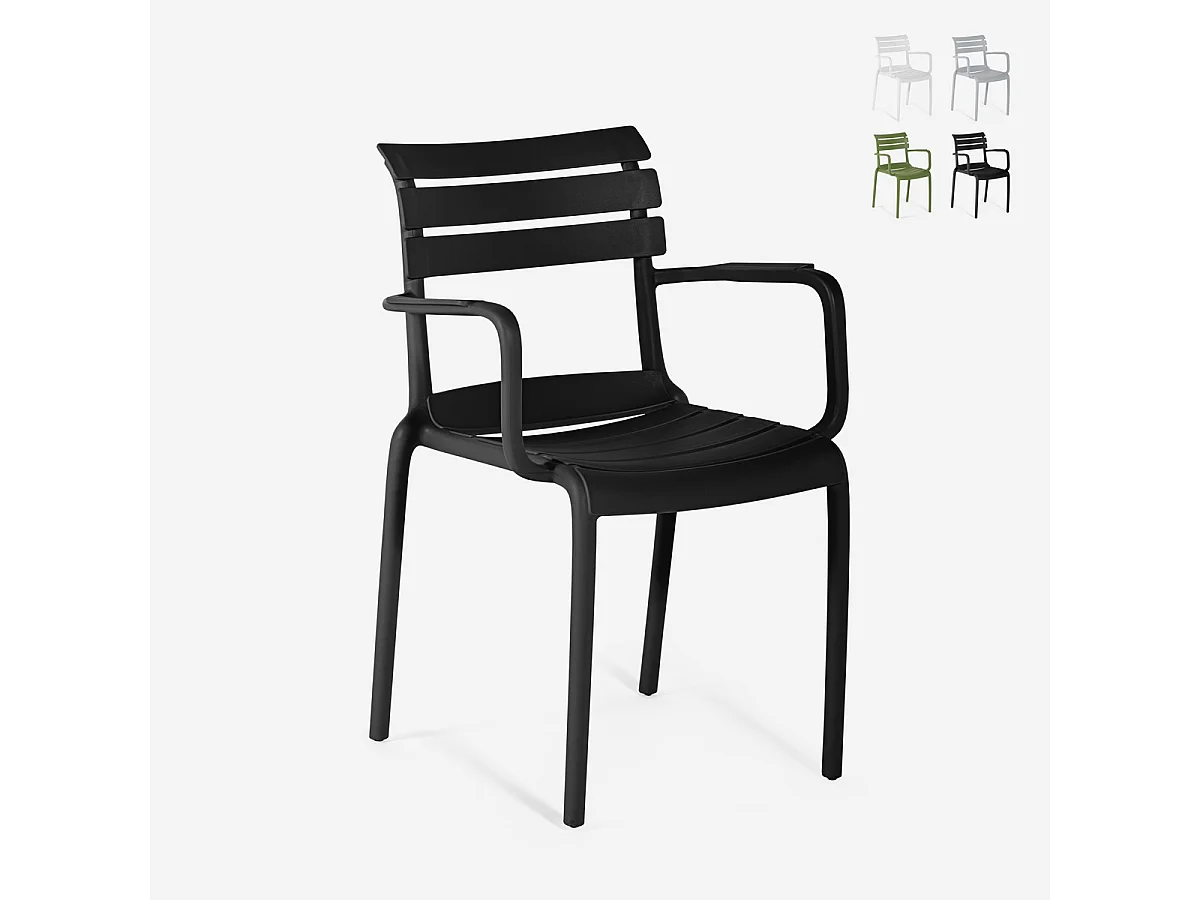 Silla de exterior de polipropileno con reposabrazos para bar cocina Satin