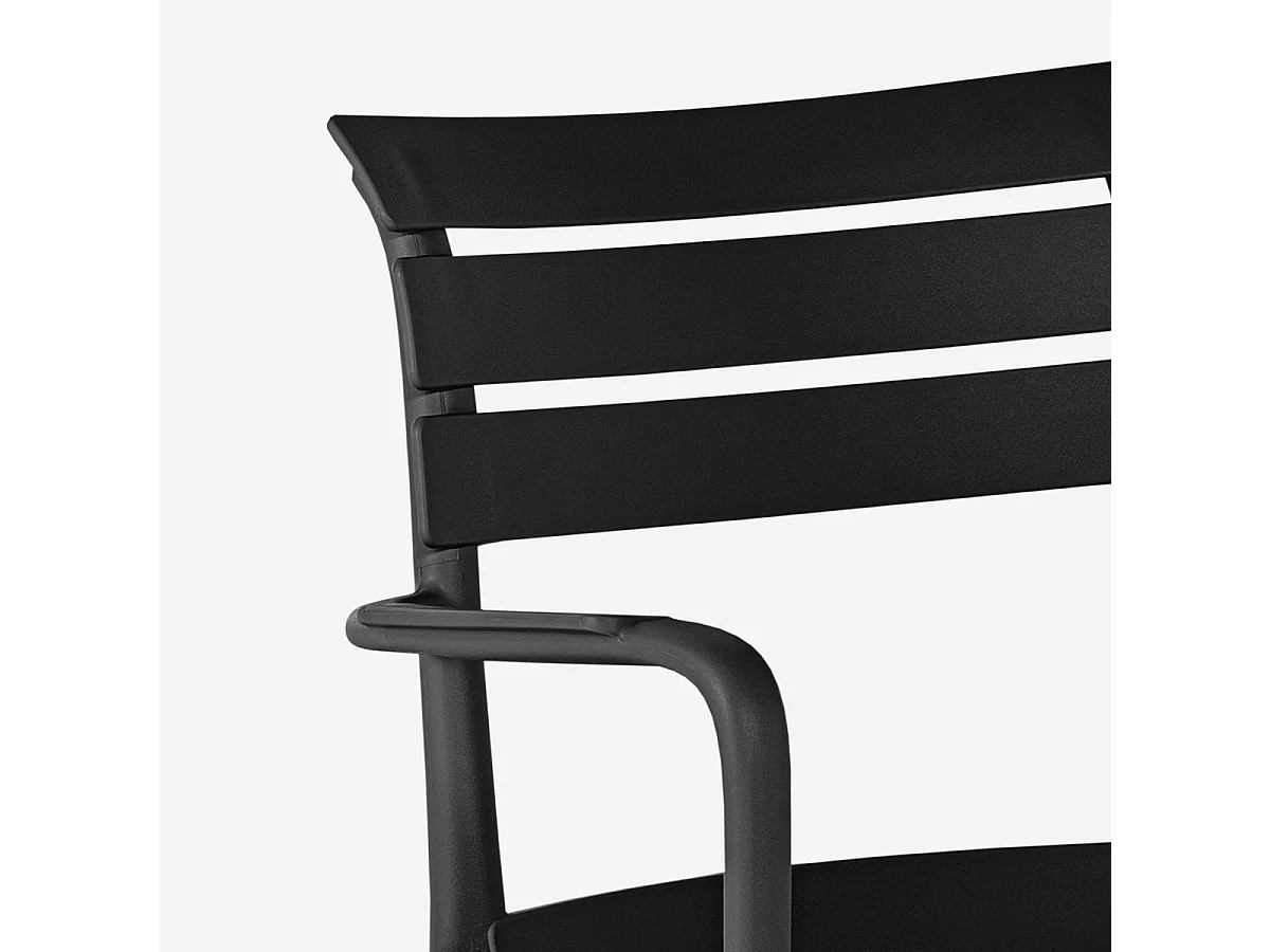 Chaise d'extérieur en polypropylène avec accoudoirs bar cuisine Satin - Noir
