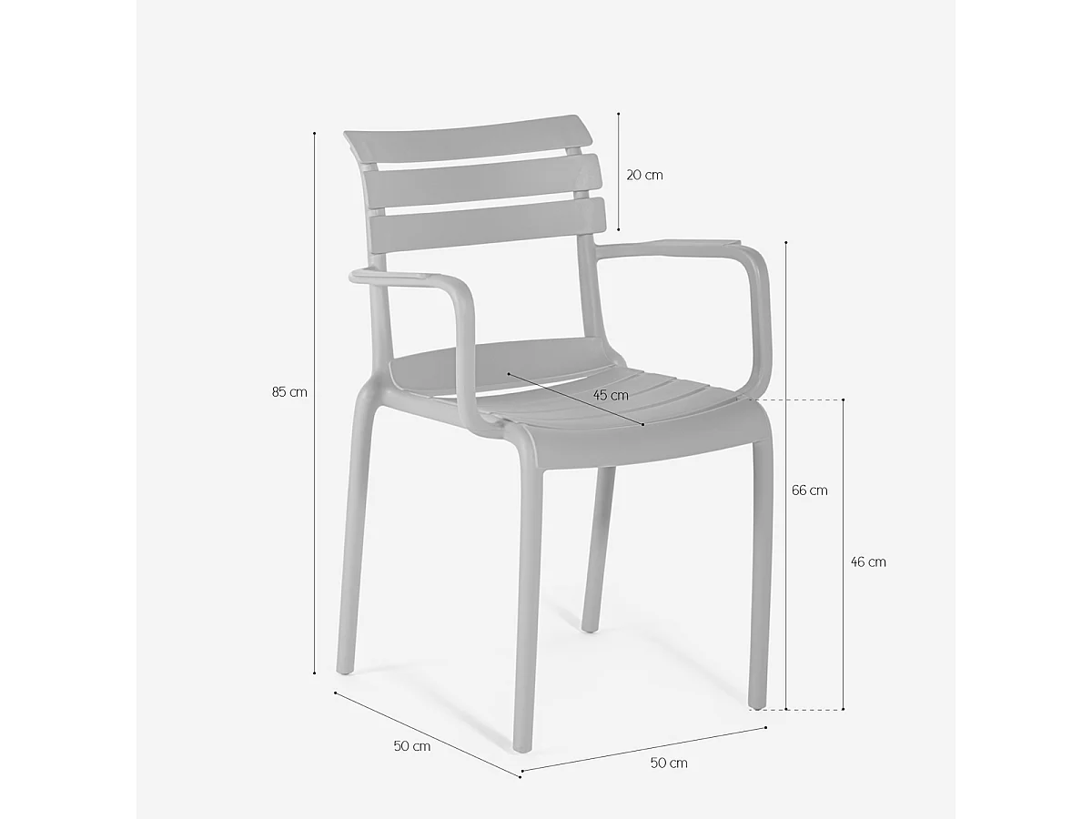 Chaise d'extérieur en polypropylène avec accoudoirs bar cuisine Satin - Noir