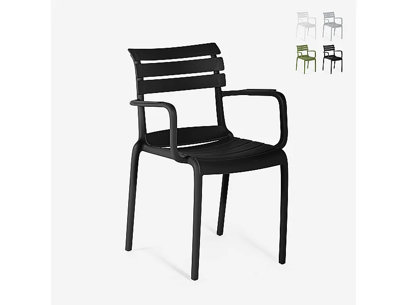 Silla de exterior de polipropileno con reposabrazos para bar cocina Satin