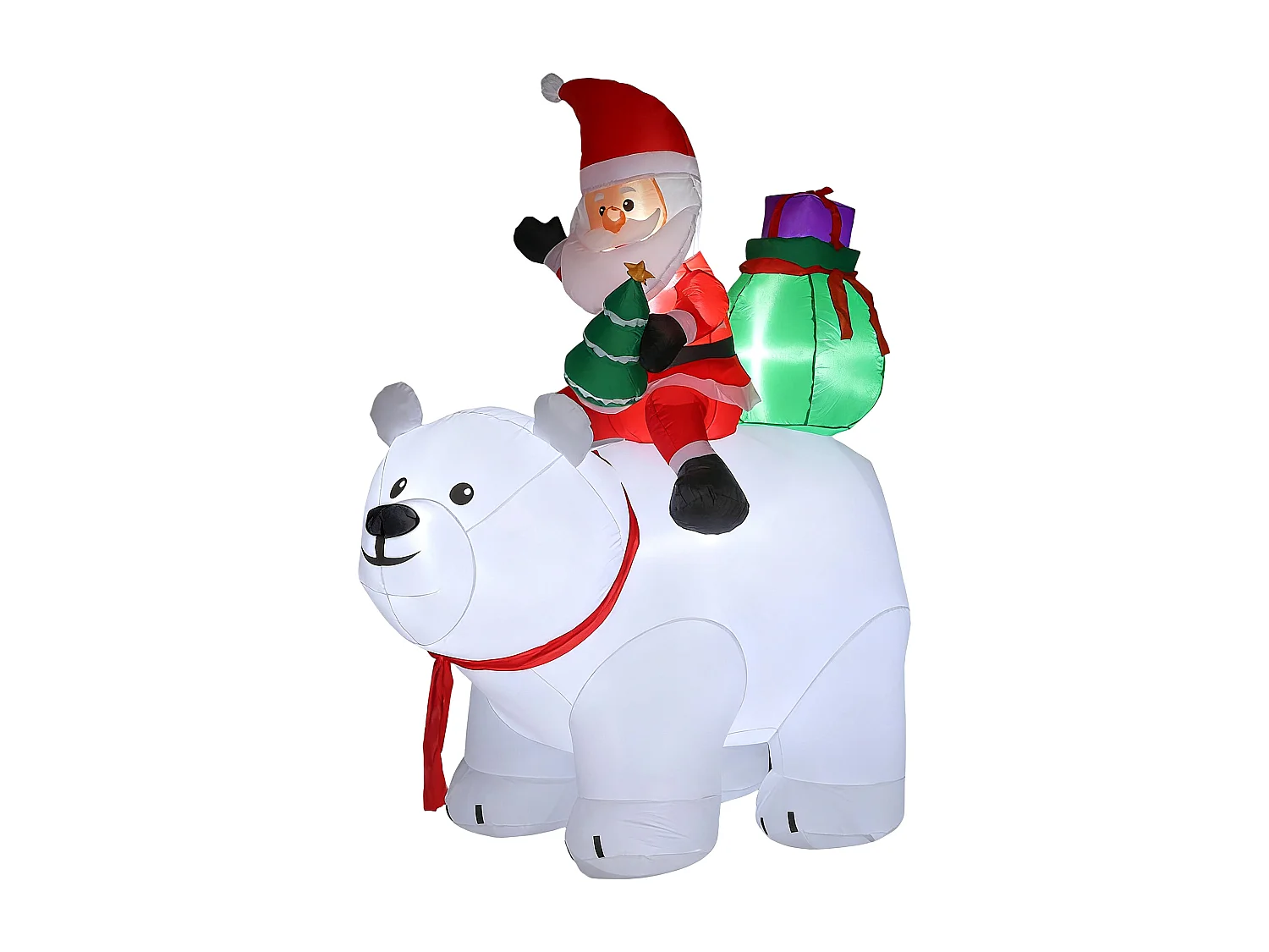 Ours polaire gonflable de Noël décoration gonflable LED de Noël H.2m père Noël et hotte