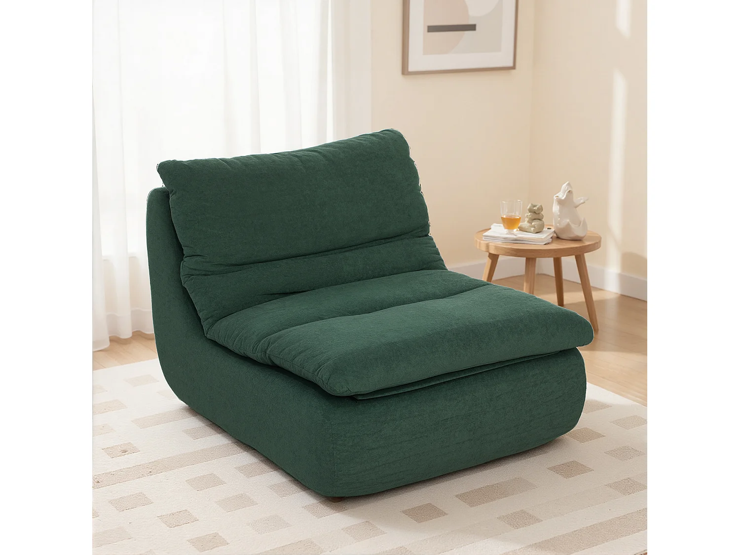 Fauteuil poire grand confort déhoussable - fauteuil paresseux - fauteuil en mousse expansible tissu vert