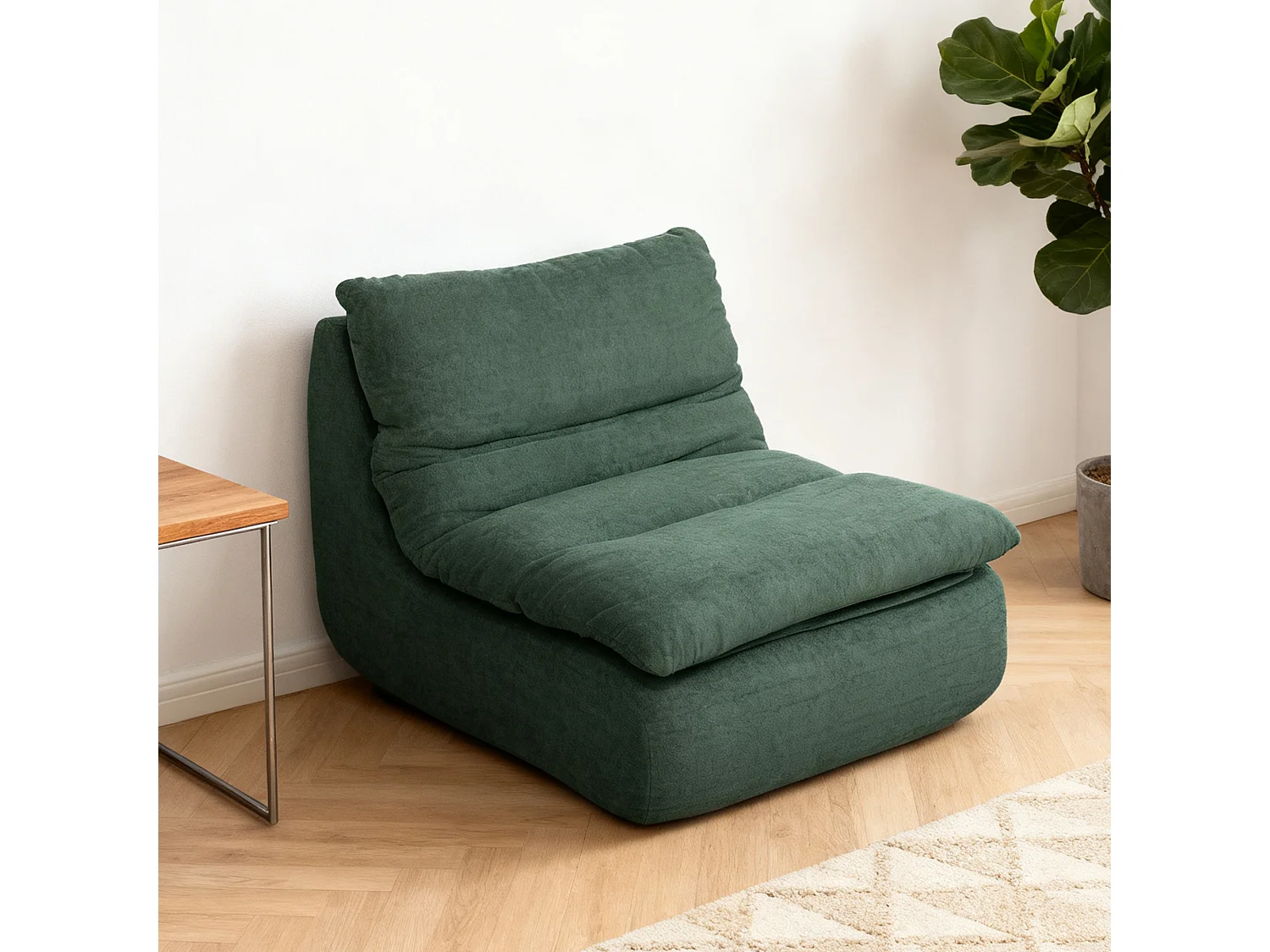 Fauteuil poire grand confort déhoussable - fauteuil paresseux - fauteuil en mousse expansible tissu vert