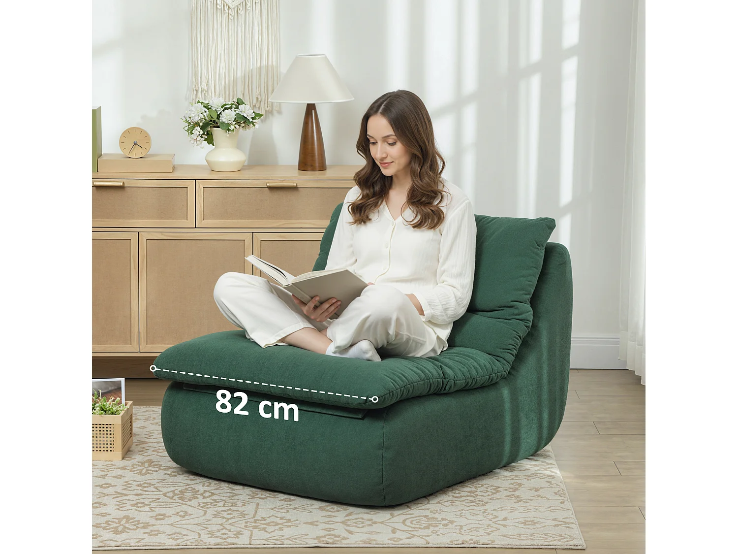 Fauteuil poire grand confort déhoussable - fauteuil paresseux - fauteuil en mousse expansible tissu vert