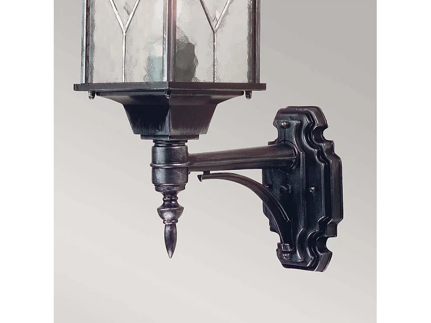 Elstead Wexford - 1 Licht Außenwandlaterne Licht Schwarz Silber IP43, E27