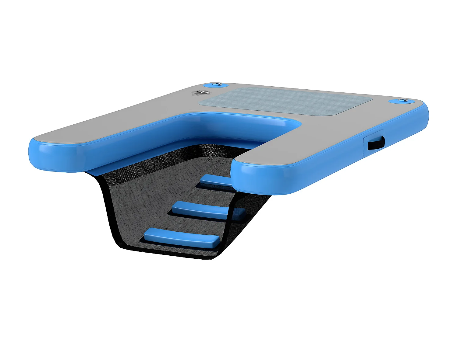 Rampe pour chien - rampe d'eau flottante gonflable pour chien - échelle flottante pour bateaux - surface antidérapante bleu gris