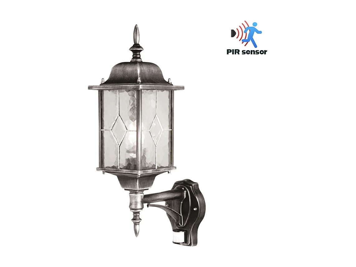 Elstead Wexford - 1 Licht Außenbewegungssensor Laterne Licht Schwarz Silber IP43, E27