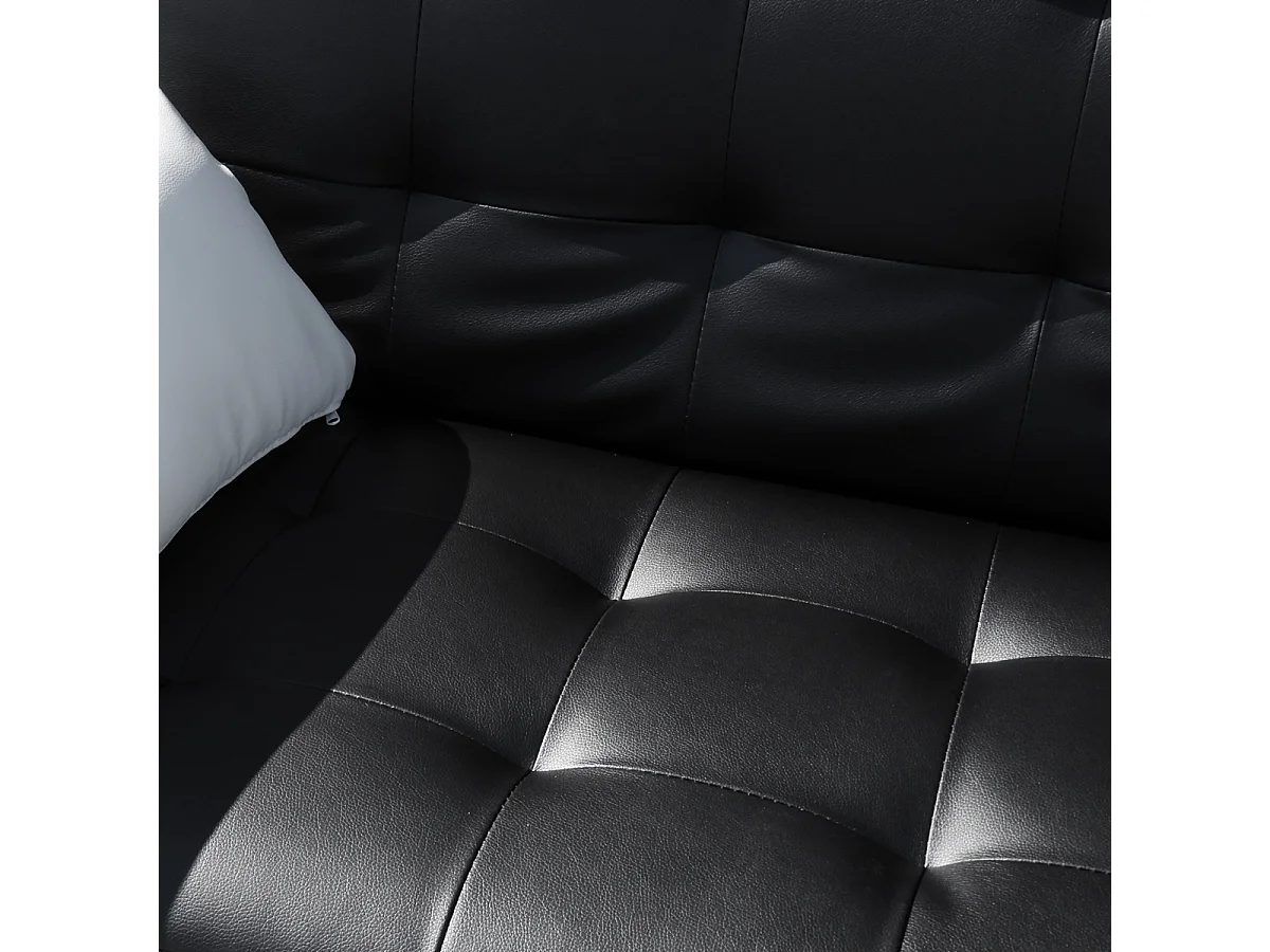 Divano letto 2 posti in similpelle Agata matrimoniale pronto letto - Nero