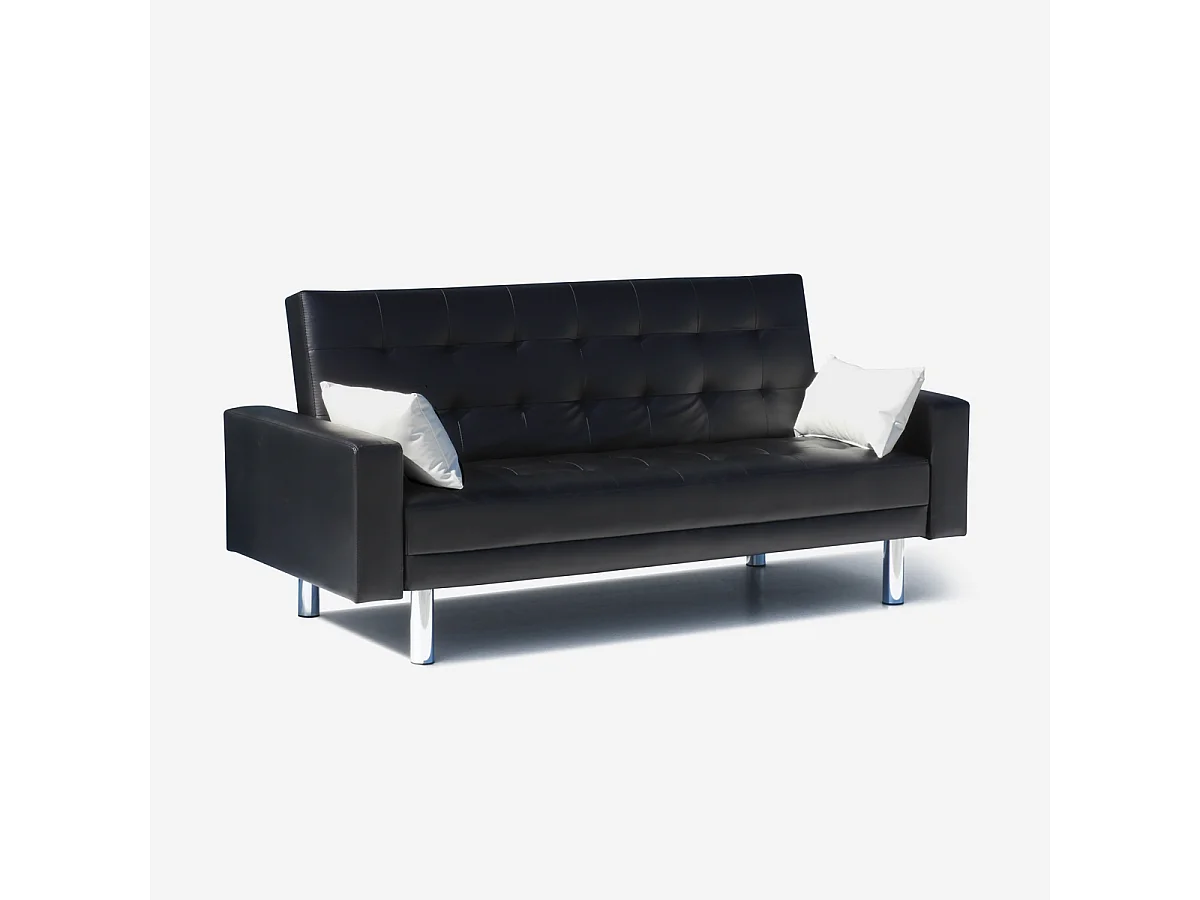 Agata Kunstleder 2-Sitzer Schlafsofa bereit zu schlafen - Schwarz