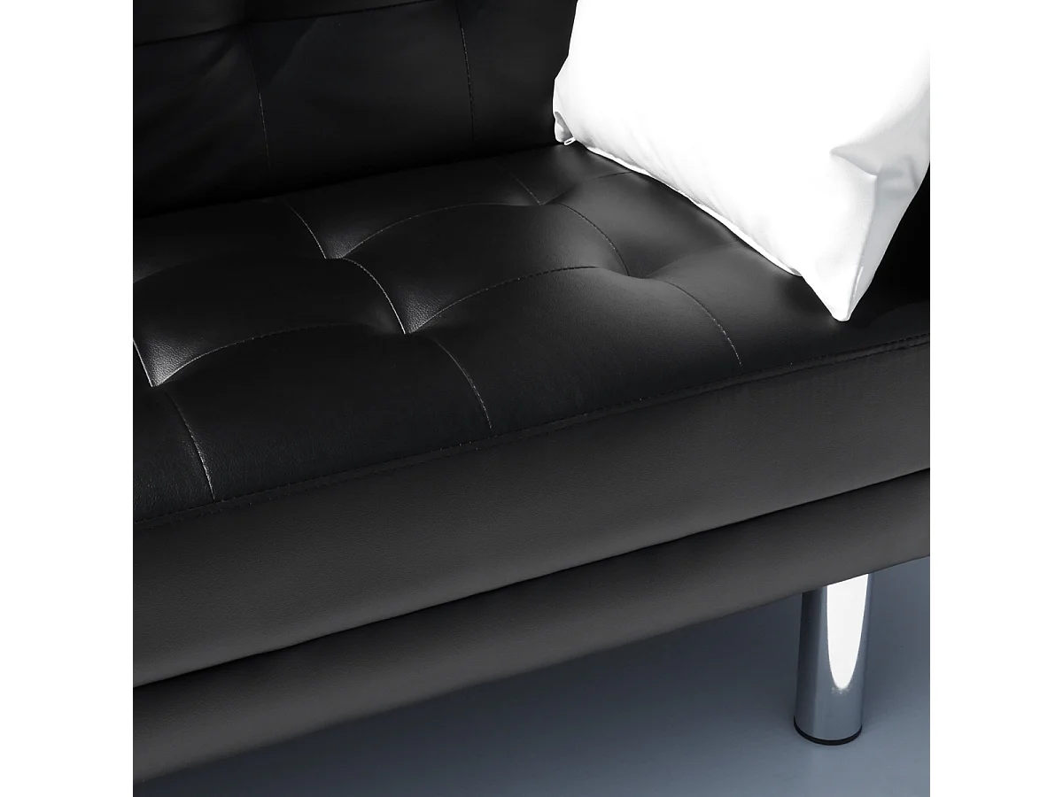 Divano letto 2 posti in similpelle Agata matrimoniale pronto letto - Nero