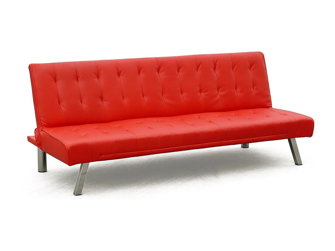 Divano letto 3 posti similpelle Zaffiro per casa e locali pubblici pronto letto - Rosso