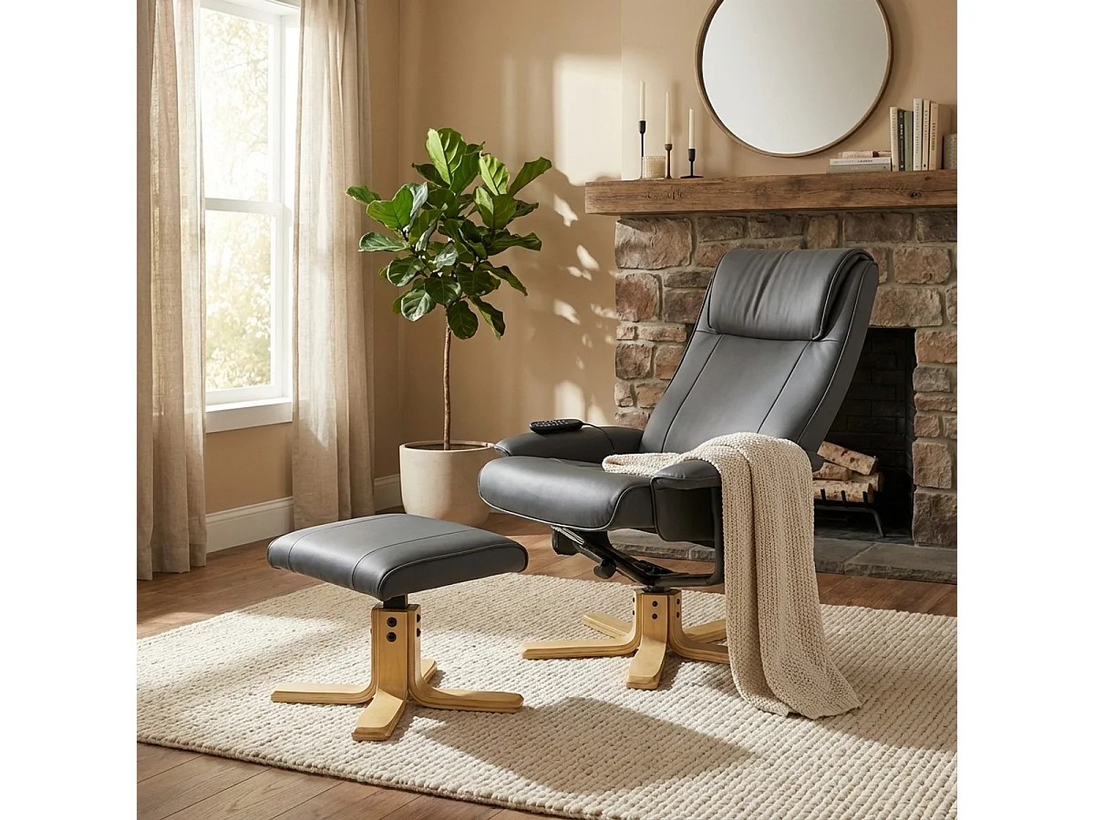 Sessel mit ergonomischer Massage und Heizung und Fußstütze Myron - Grau