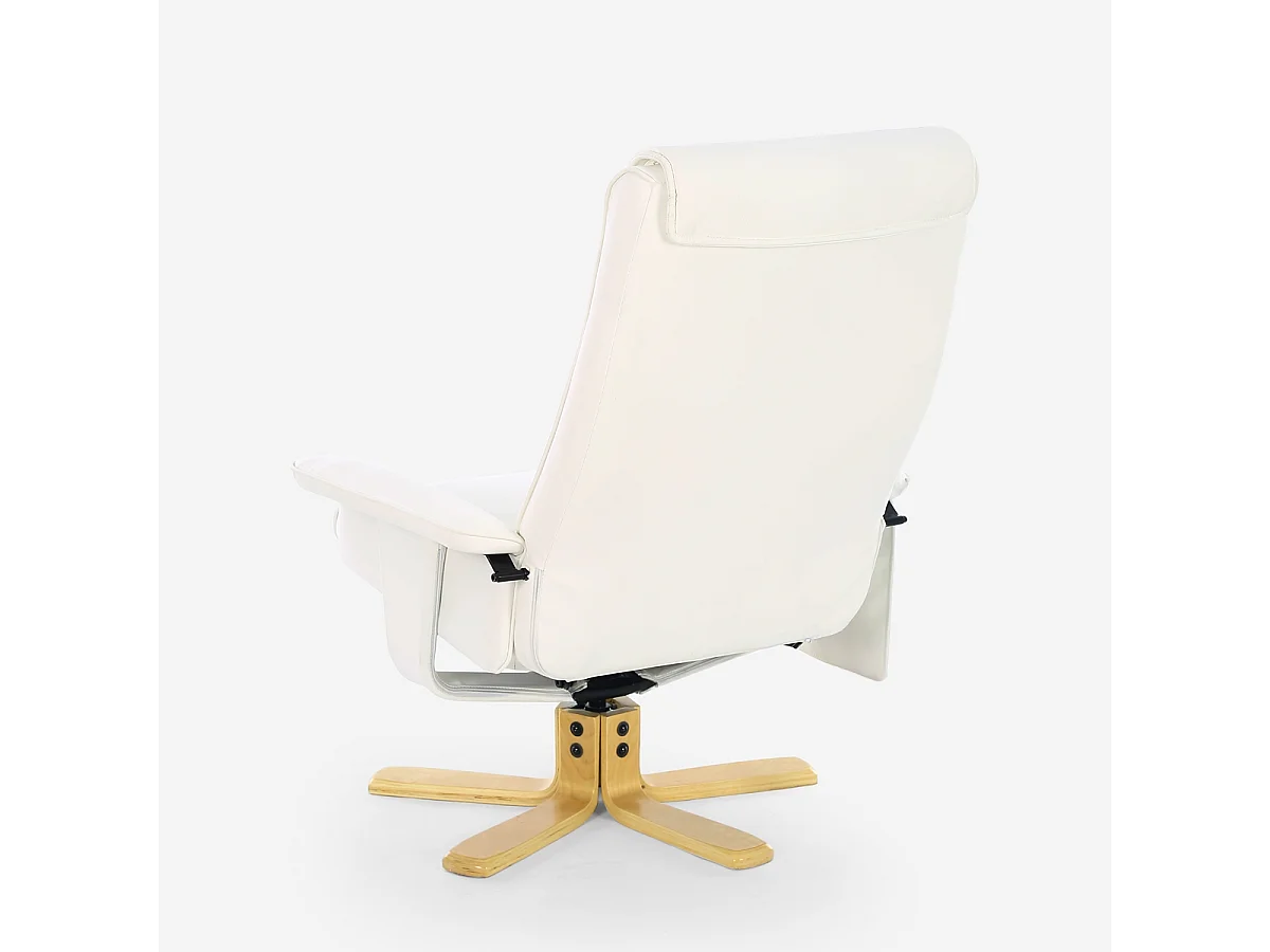 Fauteuil de massage relaxant et chauffant avec repose-pieds Myron - Blanc